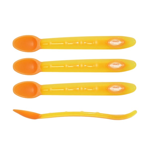 Wärme Sensor Löffel weicher, extra langer Fütterlöffel / Babylöffel / Breilöffel für sicheres Essen 4 St