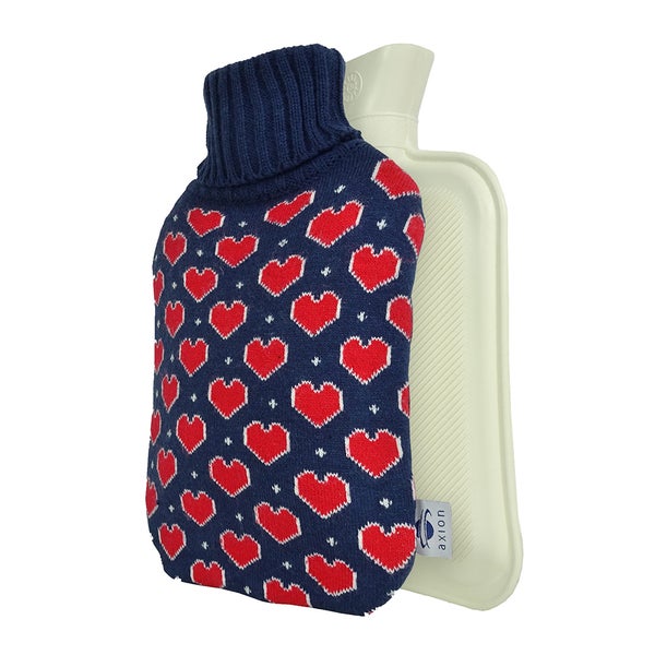 axion® Wärmflasche mit Bezug blau mit Herzen 1 St