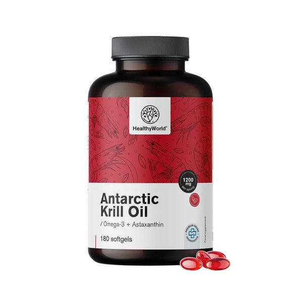 HealthyWorld Krilöl 1200 mg für Herz, Blutgefäße und Lebe 180 St