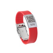 SOS Notfallarmband mit QR-Code aus Silikon Rot 1 St