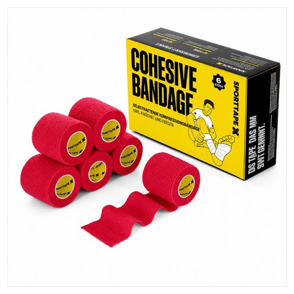 SPORTTAPE Selbstklebender verband - 6 Rollen, 5 cm x 4,5 m Rot 6 St