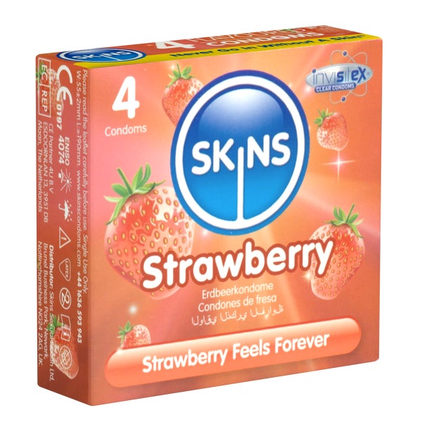 Strawberry Kondome mit Erdbeerduft, extra feucht (4 Kondome) 4 St