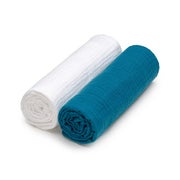 T-TOMI Musselinwindeln White + Petrol 2 St
