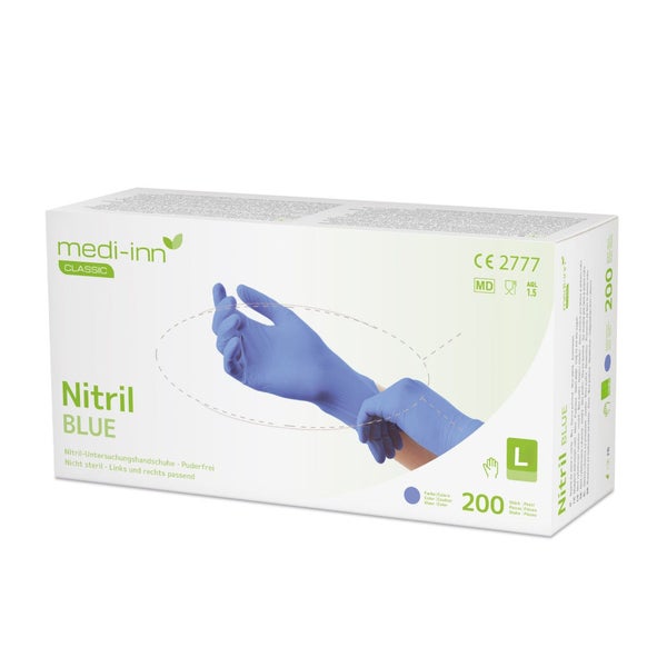 Medi-Inn Nitril blue Einmalhandschuhe Big Box, blau, puderfrei, 200er Pack, Gr. L 1000 St