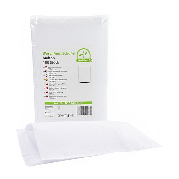 Medi-Inn Einmal-Waschhandschuhe Molton, 15 x 22 cm, 100er Pack 100 St
