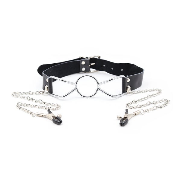 Undis - Spider Nipple Clamps Leather Mouth Gags -M 1 St
