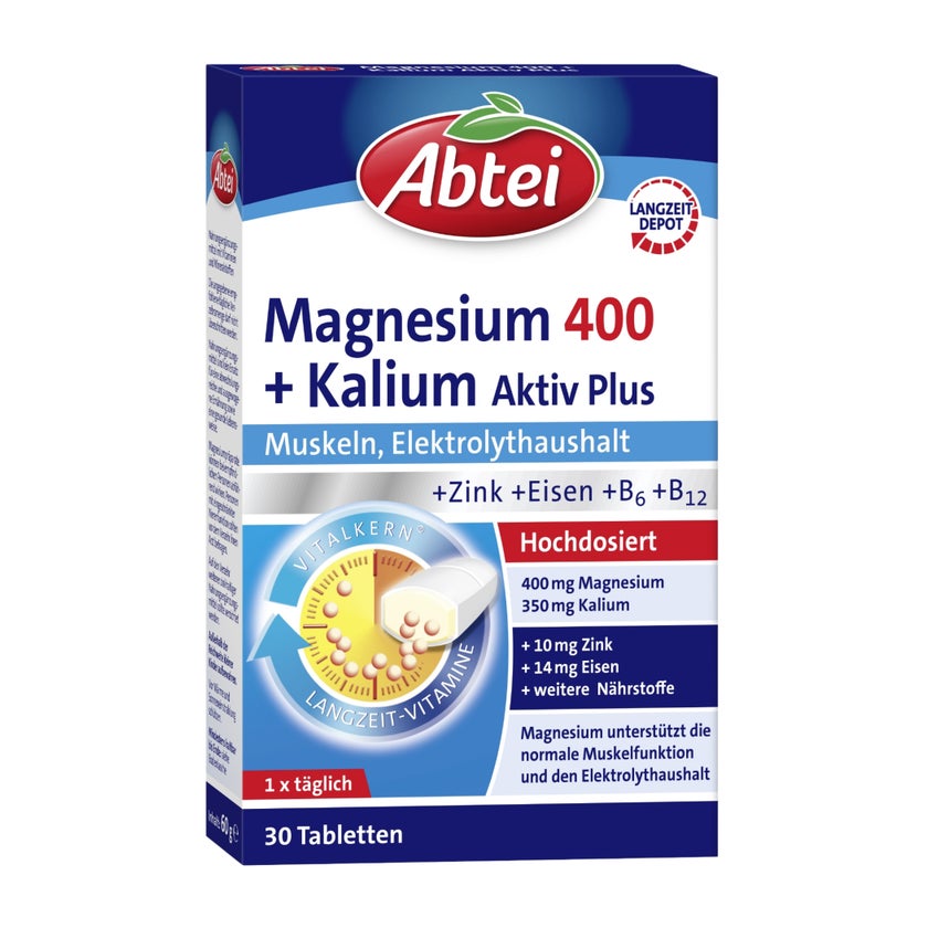 Abtei Magnesium 400 + Kalium Aktiv Plus 30 St