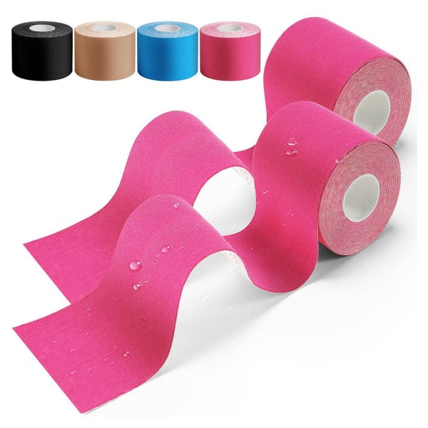 HONYAO Kinesiotape 2 Rollen (5m x 5cm) - Rosa, Wasserfest & Hautfreundlich