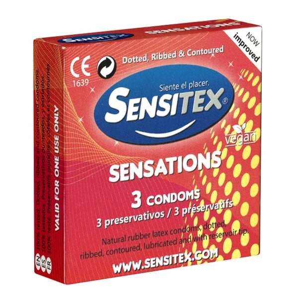 Sensations 3 stimulierende vegane Kondome (3 Kondome) 3 St