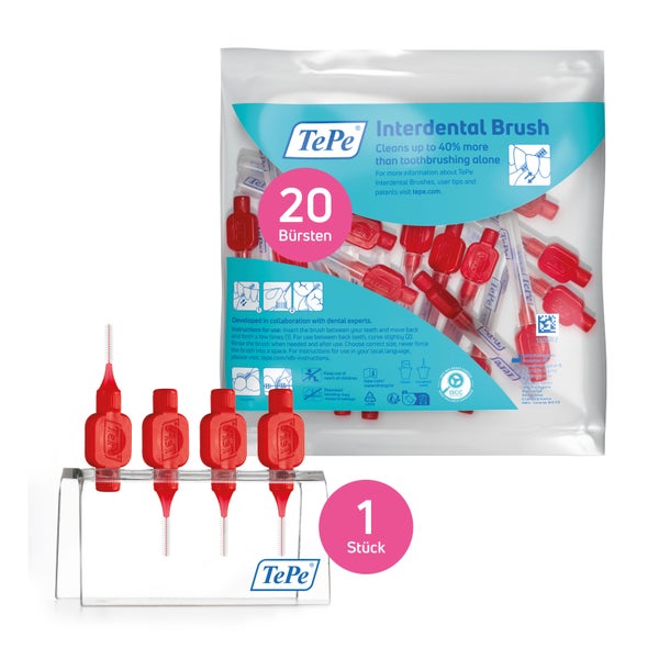 TePe Interdentalbürste Rot + Badständer 20 St