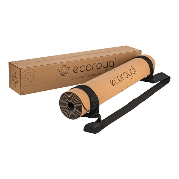 Ecoroyal Yogamatte Kork Believe I Korkmatte mit Tragegurt - 183 x 61 x 0,4 cm
