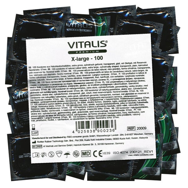 Vitalis X-Large Kondome 100 Stk, extra groß & befeuchtet (100 Kondome) 100 St