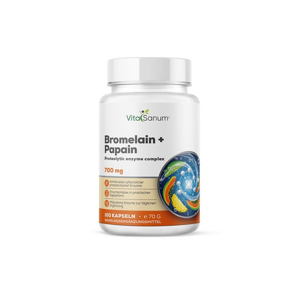 VitaSanum® - Bromelain + Papain  700 mg 100 Kapseln 100 St