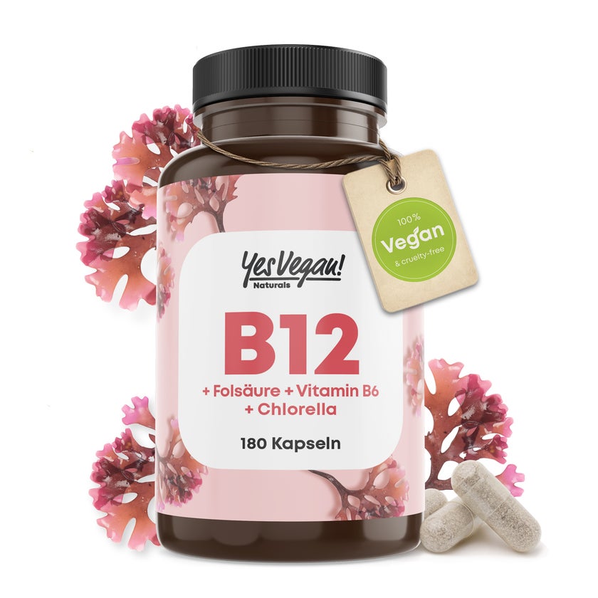 Vitamin B12 hochdosiert – B12 Komplex mit B6, Folsäure und Chlorella (180 Kapseln) 1x180 St