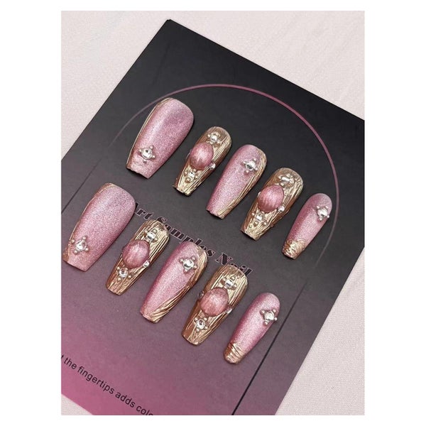 Fingernägel Presson Ballerina Rosa Chrome CatEye 10Stk Gothi 1 St