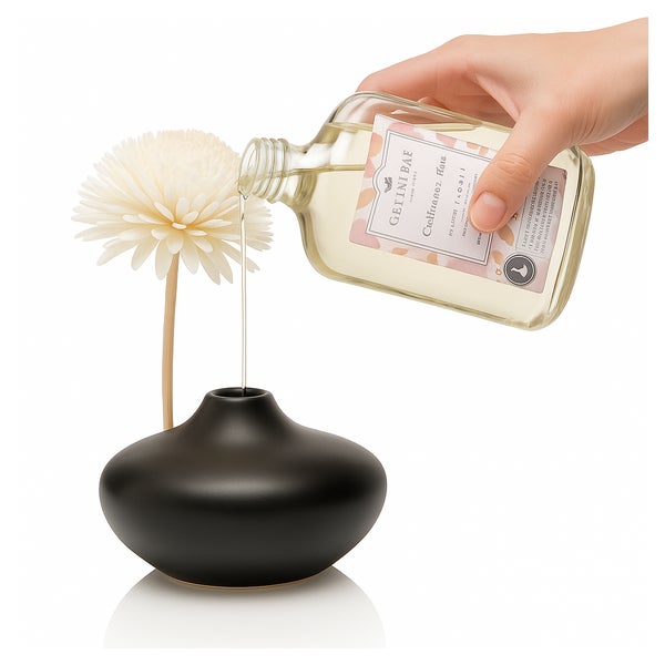 Vogel Frei – Schwarze Keramikvase mit handgefertigter Sola-Duftblume 1 St