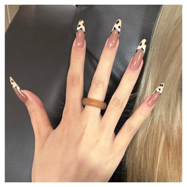 Künstliche Fingernägel Stiletto Lang Nude Leopard French AHE 1 St