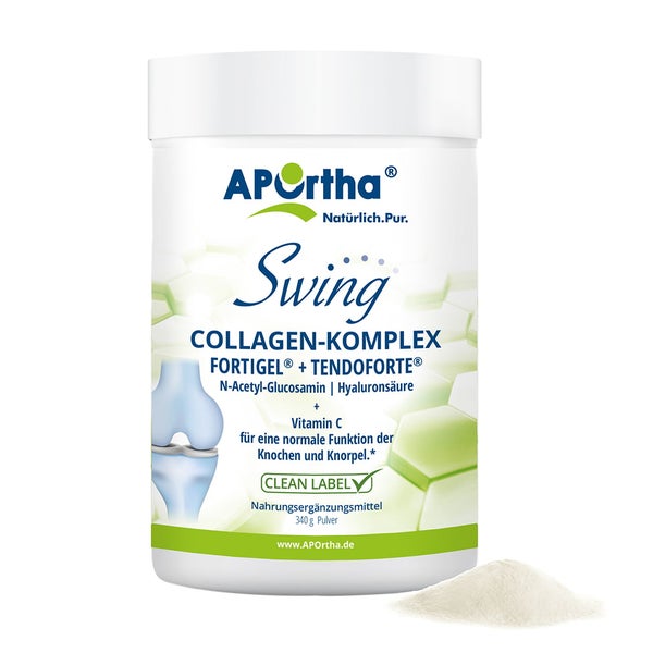 APOrtha® Swing Collagen-Komplex mit FORTIGEL® + TENDOFORTE® B (Rind), Hyaluronsäure + Glucosamin - Pulver 340 g