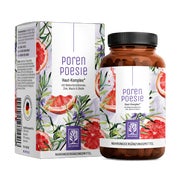 Haut Komplex aus Akazienfaser mit 6 Bakterienstämmen, Grapefruit, Rosmarin, Zink, Biotin & Niacin (Vitamin B3) - Lactobacillus & Bifidobakterien 200 Mrd. KbE/g - PORENPOESIE - 90 vegane Kapseln - NATURTREU® 90 St