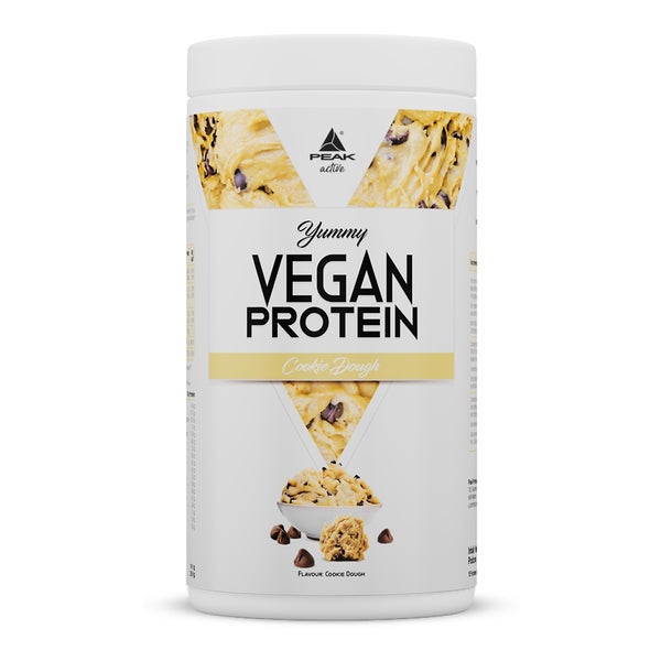 PEAK Yummy Vegan Protein - 450g - Geschmack  Cookie Dough I 15 Portionen I Proteinquellen: Kürbis, Favabohne, Erbse, Mandel, Hanf I frei von Gentechnik I glutenfrei 450 g