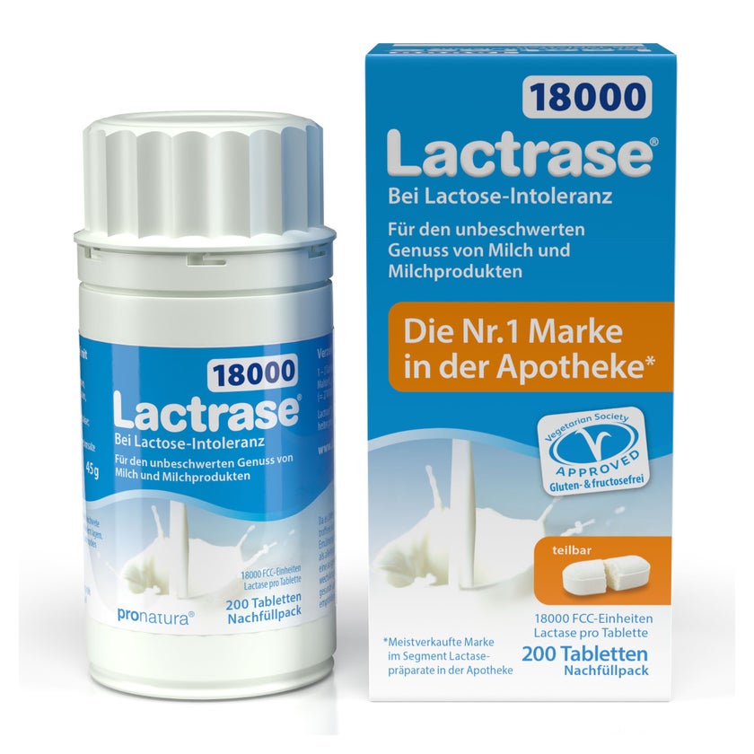 Lactrase 18.000 FCC Laktase Tabletten im Nachfüllpack 200 St