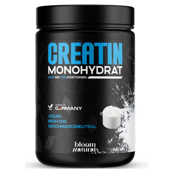 Creatin Monohydrat Pulver 1 kg mit B6 - Bloom Naturals 1000 g