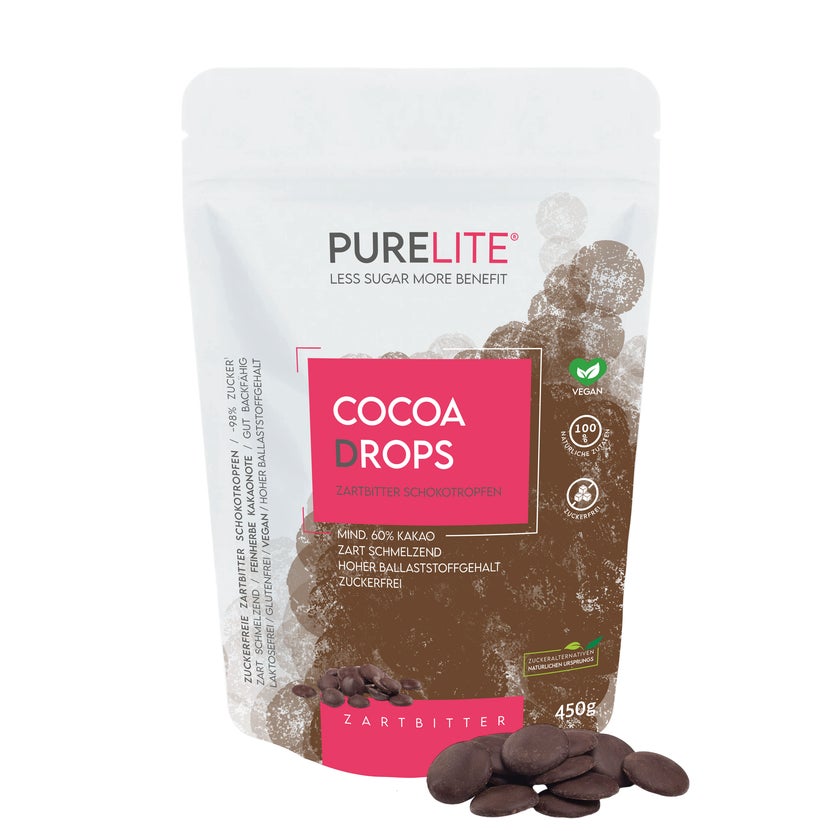 PURELITE Cocoa Drops ZARTBITTER  vegan große Schokodrops