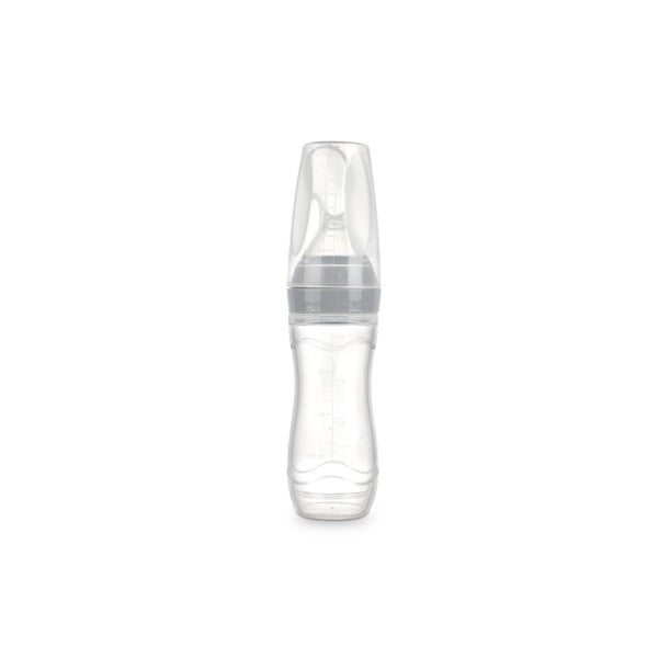 Squeeze Fütter-Flasche mit Löffel - Grau