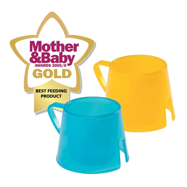Steady Cup stapelbare Trinklerntasse Trinklernbecher mit breitem Boden (2er Set) blau/gelb 2 St