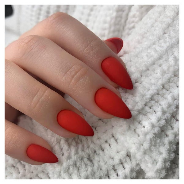 Press On Nails Acryl Mandel Mittel 24 Stück Orange Rot Matt 1 St