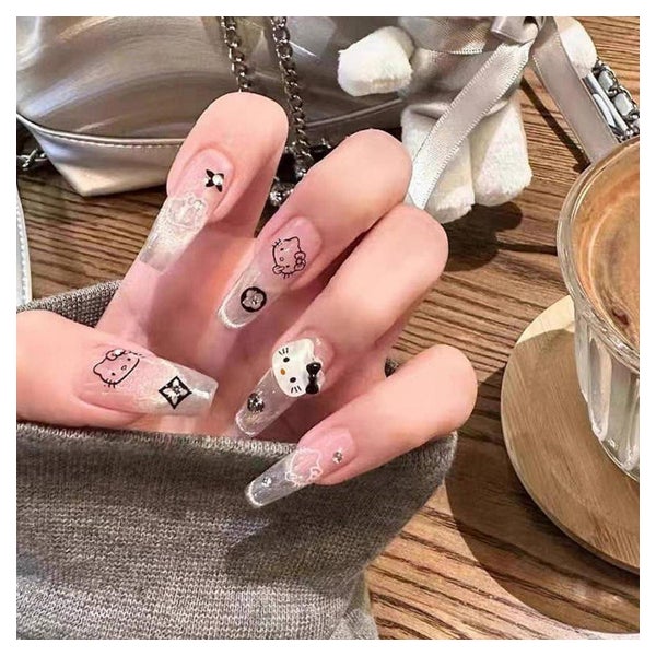 Künstliche Fingernägel Lang Ballerina 3D Kitty 10 Stk 83M Go 1 St