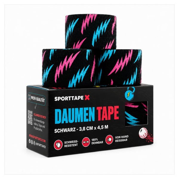 SPORTTAPEHook Grip Daumentape – 3 Rollen - 3,8 cm x 4,7 Punk 3 St