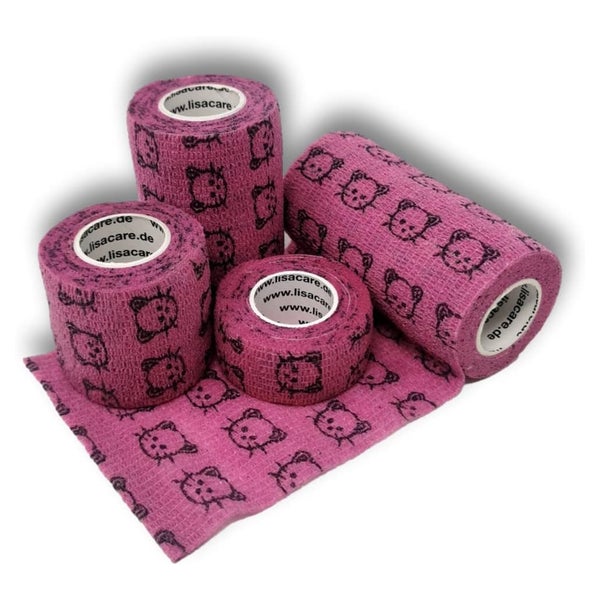 LisaCare Kohäsive Bandagen - 2,5cm-10cm - Katze Rosa 4 St