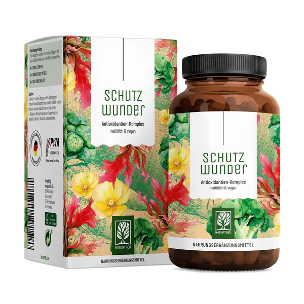 Antioxidantien Komplex mit NAC, L-Glutation, Astaxanthin und Brokkoli-Extrakt - SCHUTZWUNDER - 90 vegane Kapseln - NATURTREU® 90 St