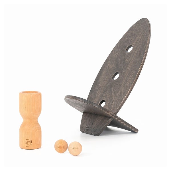 rollholz Balance Board Set klein Buche schwarzes Brett 1 St