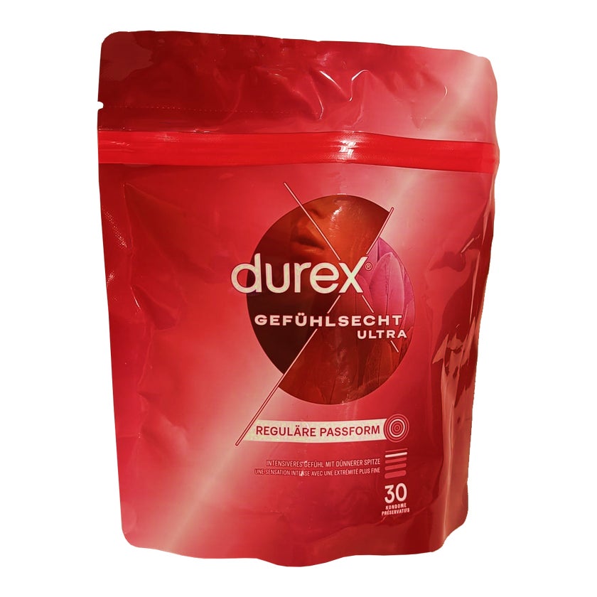 Durex Gefühlsecht Ultra Kondome – 30 hauchzarte Latexkondome (30 Kondome) 30 St