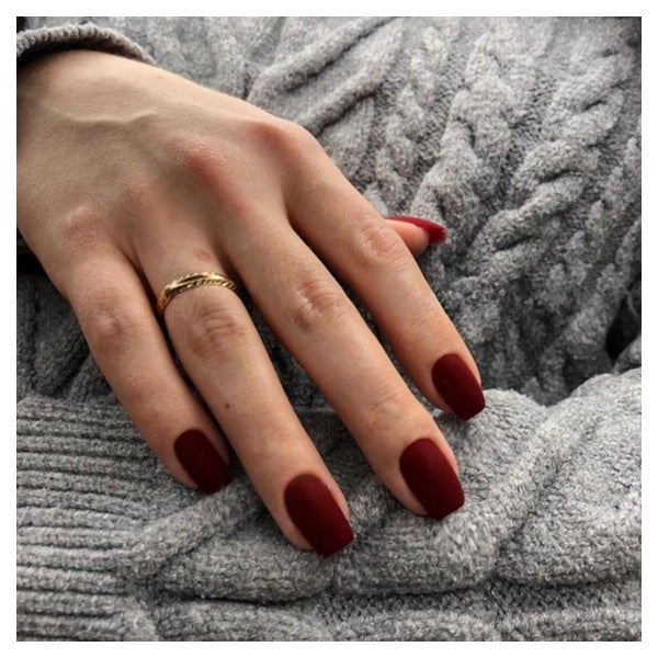 Press On Nails Burgunderrot Kurz Eckig Acryl 24 Matt Burgund 1 St