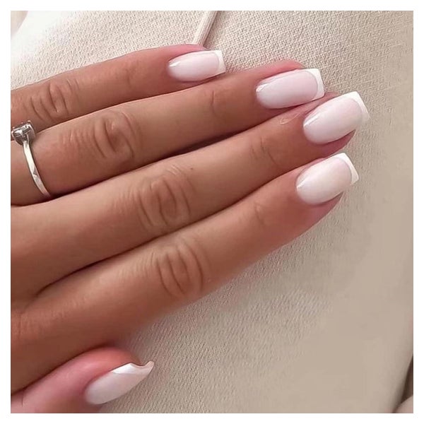 Nägel Press On Kurz Eckig 24 Französisch Nagelkleber G 1 St