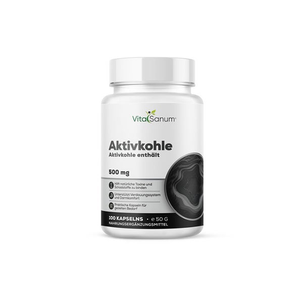 VitaSanum® Aktivkohle – 1000 mg Tagesportion – 100 Kapseln 100 St