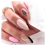 Falsche Nägel Mandel Kurz French Matt Nude Acryl 24 Blattmus 1 St