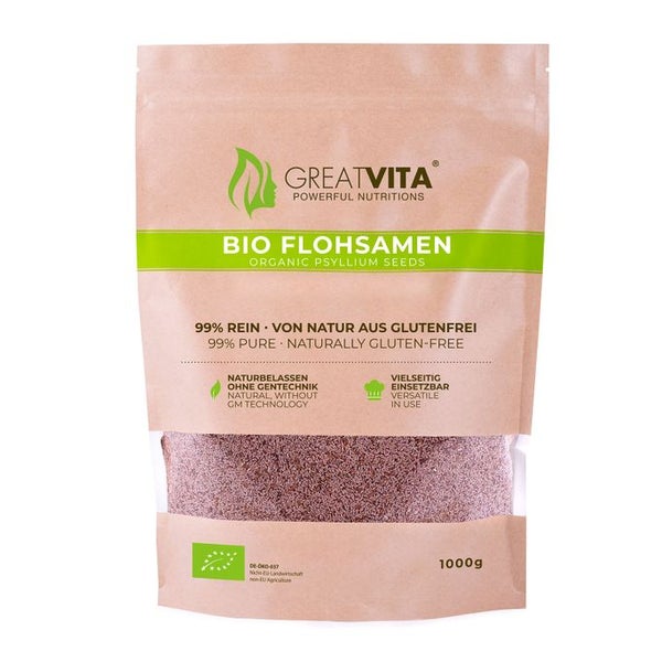 GreatVita ganze Bio Flohsamen 99% rein 1000 g