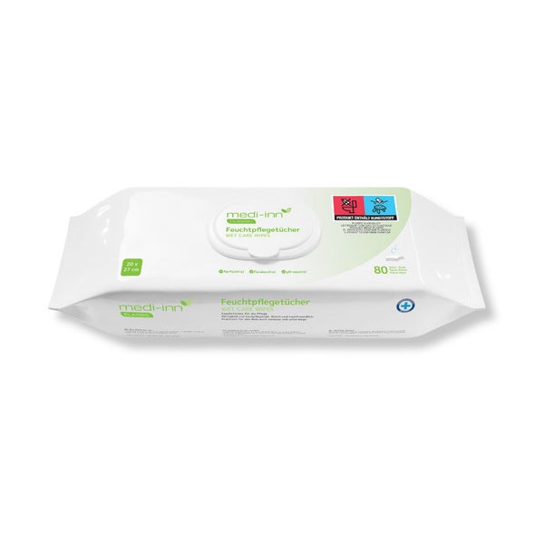 Medi-Inn Feuchtpflegetücher, 20 x 27 cm, parfüm- u. parabenfrei, pH-neutral, Wet Care Wipes 80 St