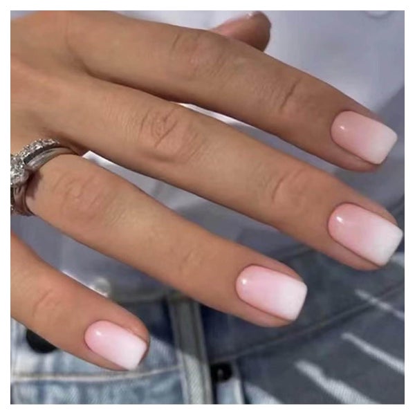 24 Stück Weiß Rosa Gradient Nägel Zum Aufkleben Eckig Mittel 1 St