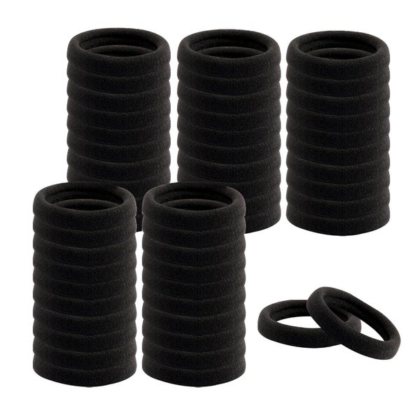 100er Schwarz Baumwoll-Haargummis 4.5 cm Elastisch für Damen 1 St