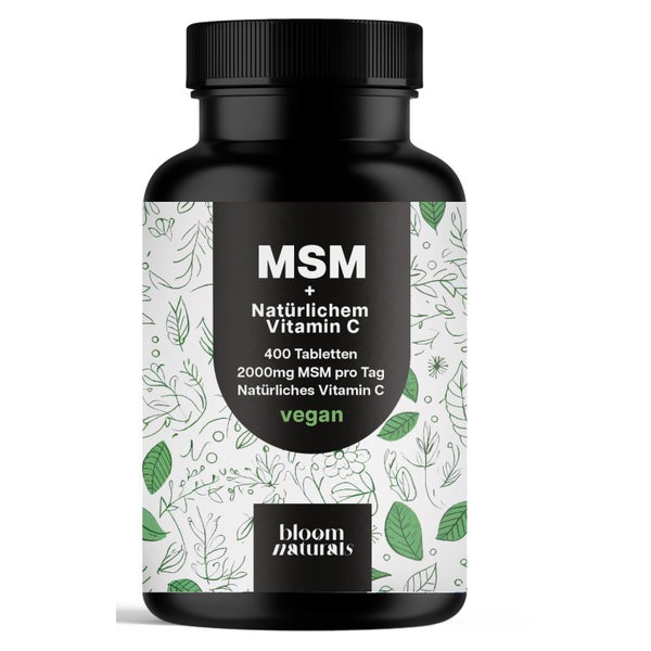 MSM 2000 mg + Vitamin C - 400 Tabletten - Bloom Naturals 400 St