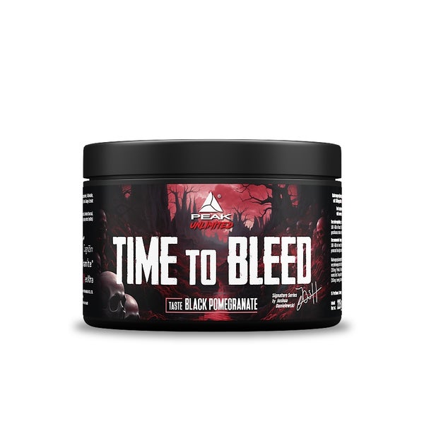 PEAK Time to Bleed - 225g  - Geschmack Black Pomegranate I 15 Portionen I Pre-Workout Booster für Fokus, Konzentration & Energie I mit Zynamite®, Cognizin® und enXtra I erhöhter Koffeingehalt