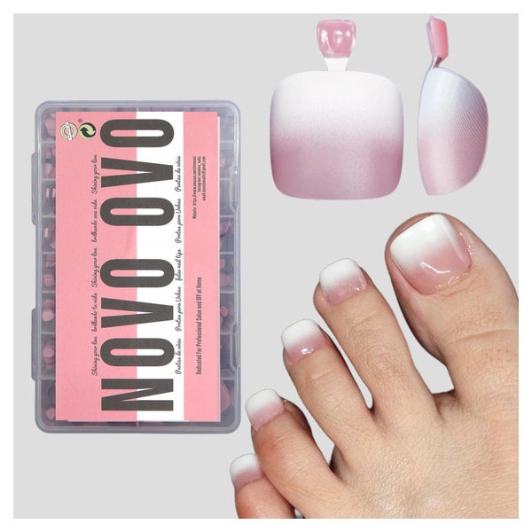 Fußnägel Zehennägel Softgel French Tip Toenails Berry Ombre 1 St