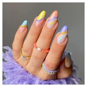 Kunstnägel 24 Mandel Kurz Oval French Mehrfarbig rainbow Fre 1 St