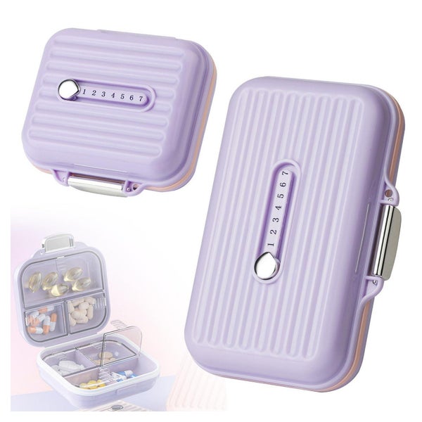 AOGOE Pillendose 7 Tage 2er Set lila