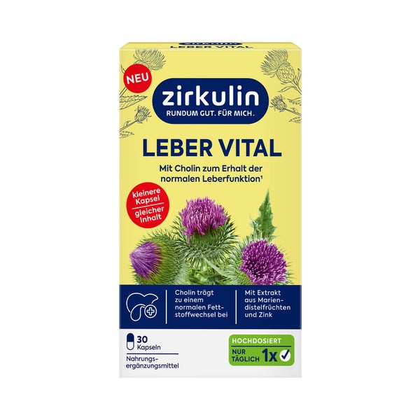 Zirkulin Leber Vital hochdosiert | mit Cholin | 30 Kapseln 26 g